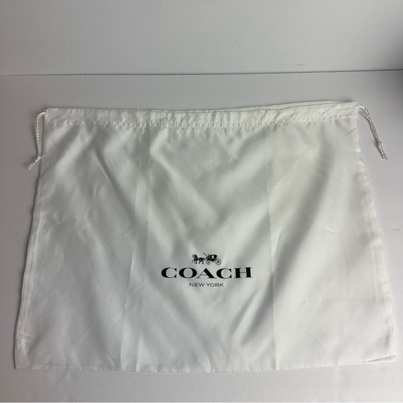 Coach Dust Bag Cover Drawstring Pouch White Textile Fabric Black Logo 19" x 15" - Picture 1 of 6